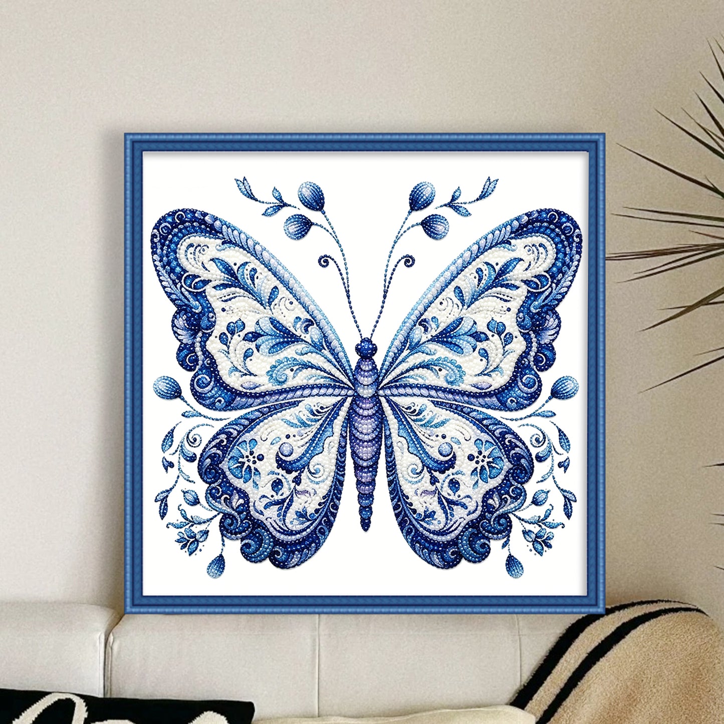 Butterfly - Partial 11CT Stamped Cross Stitch - Bead Embroidery 36x36CM/14.17x14.17in