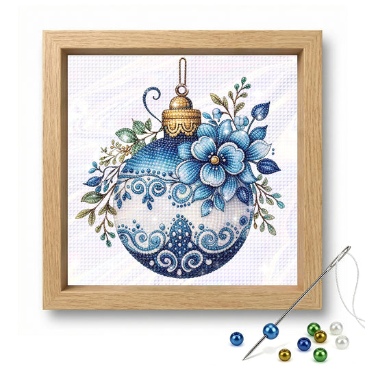 Christmas Bauble - Partial 11CT Stamped Cross Stitch - Bead Embroidery 36x36CM/14.17x14.17in