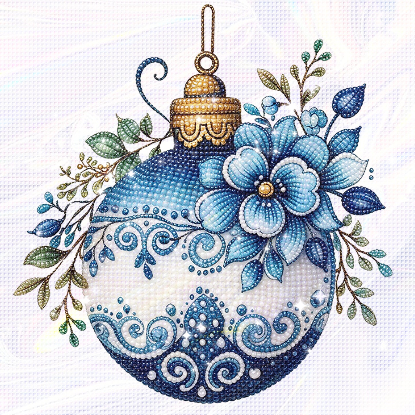 Christmas Bauble - Partial 11CT Stamped Cross Stitch - Bead Embroidery 36x36CM/14.17x14.17in