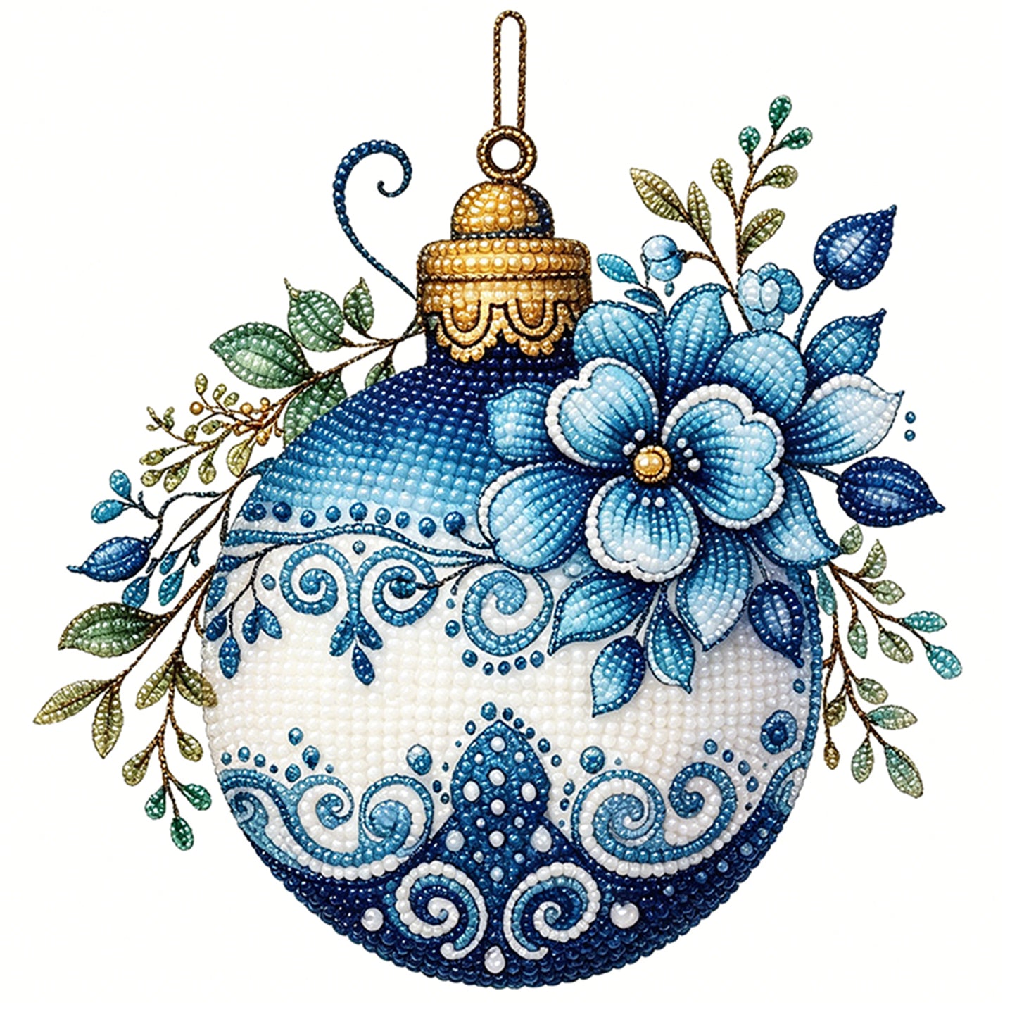 Christmas Bauble - Partial 11CT Stamped Cross Stitch - Bead Embroidery 36x36CM/14.17x14.17in