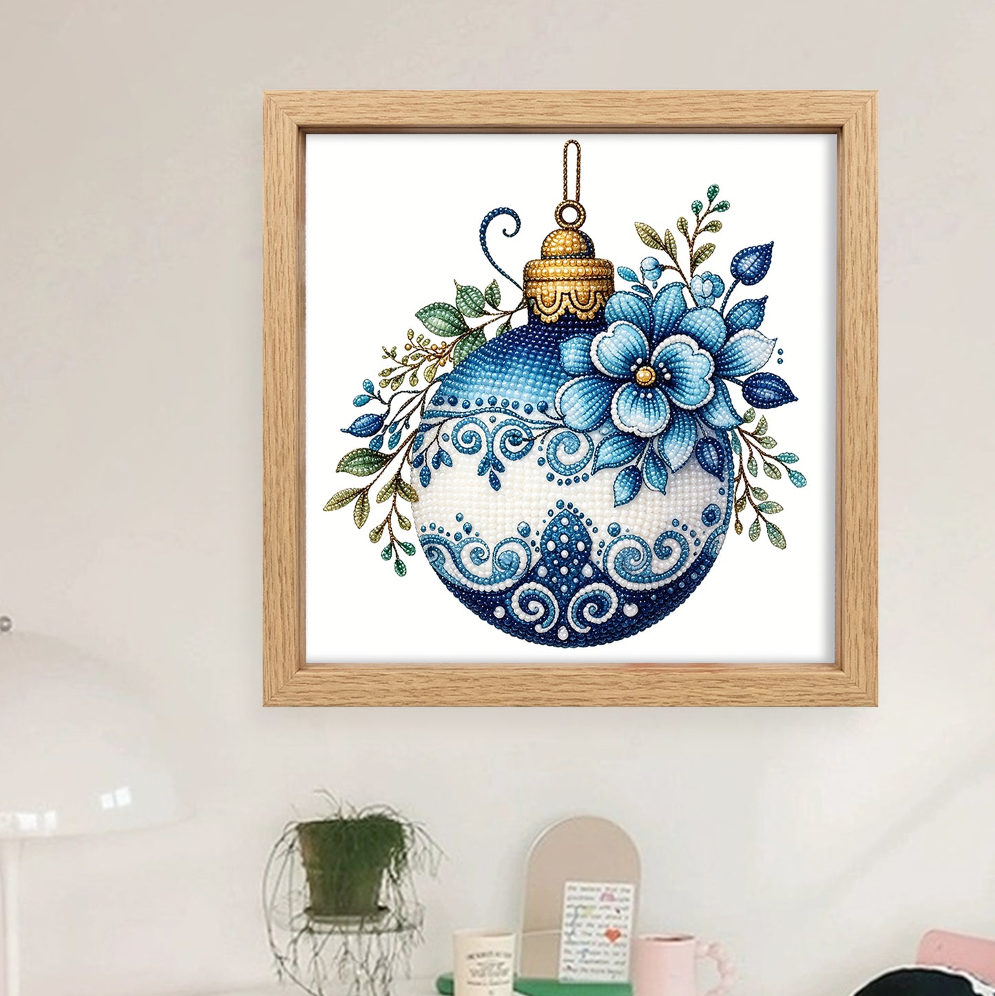 Christmas Bauble - Partial 11CT Stamped Cross Stitch - Bead Embroidery 36x36CM/14.17x14.17in