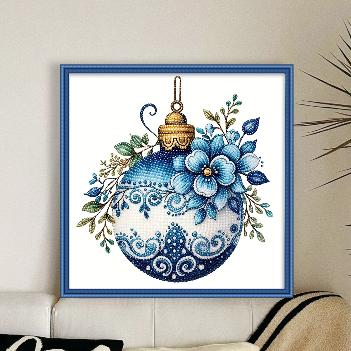 Christmas Bauble - Partial 11CT Stamped Cross Stitch - Bead Embroidery 36x36CM/14.17x14.17in