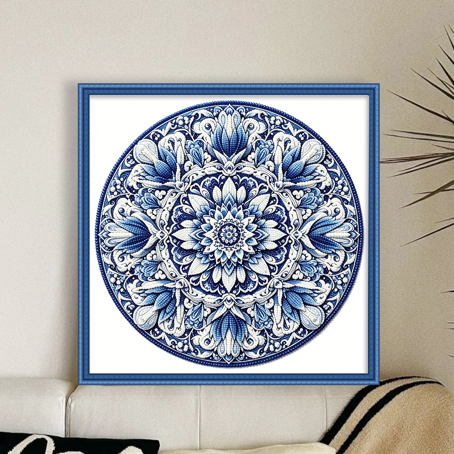 Mandala - Partial 11CT Stamped Cross Stitch - Bead Embroidery 36x36CM/14.17x14.17in