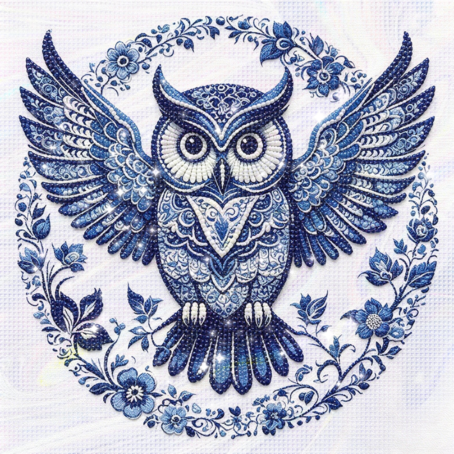 Owl - Partial 11CT Stamped Cross Stitch - Bead Embroidery 36x36CM/14.17x14.17in