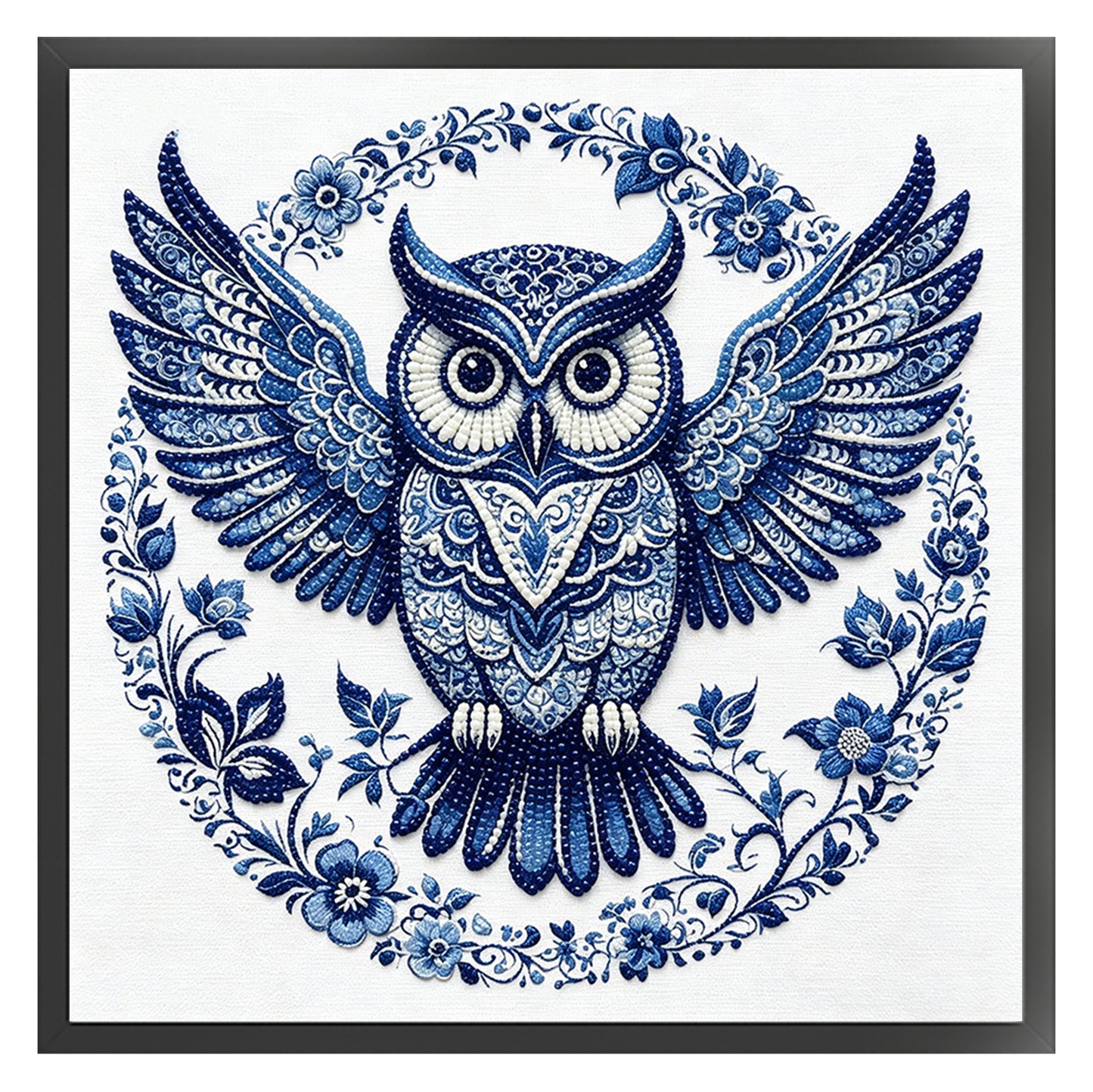 Owl - Partial 11CT Stamped Cross Stitch - Bead Embroidery 36x36CM/14.17x14.17in