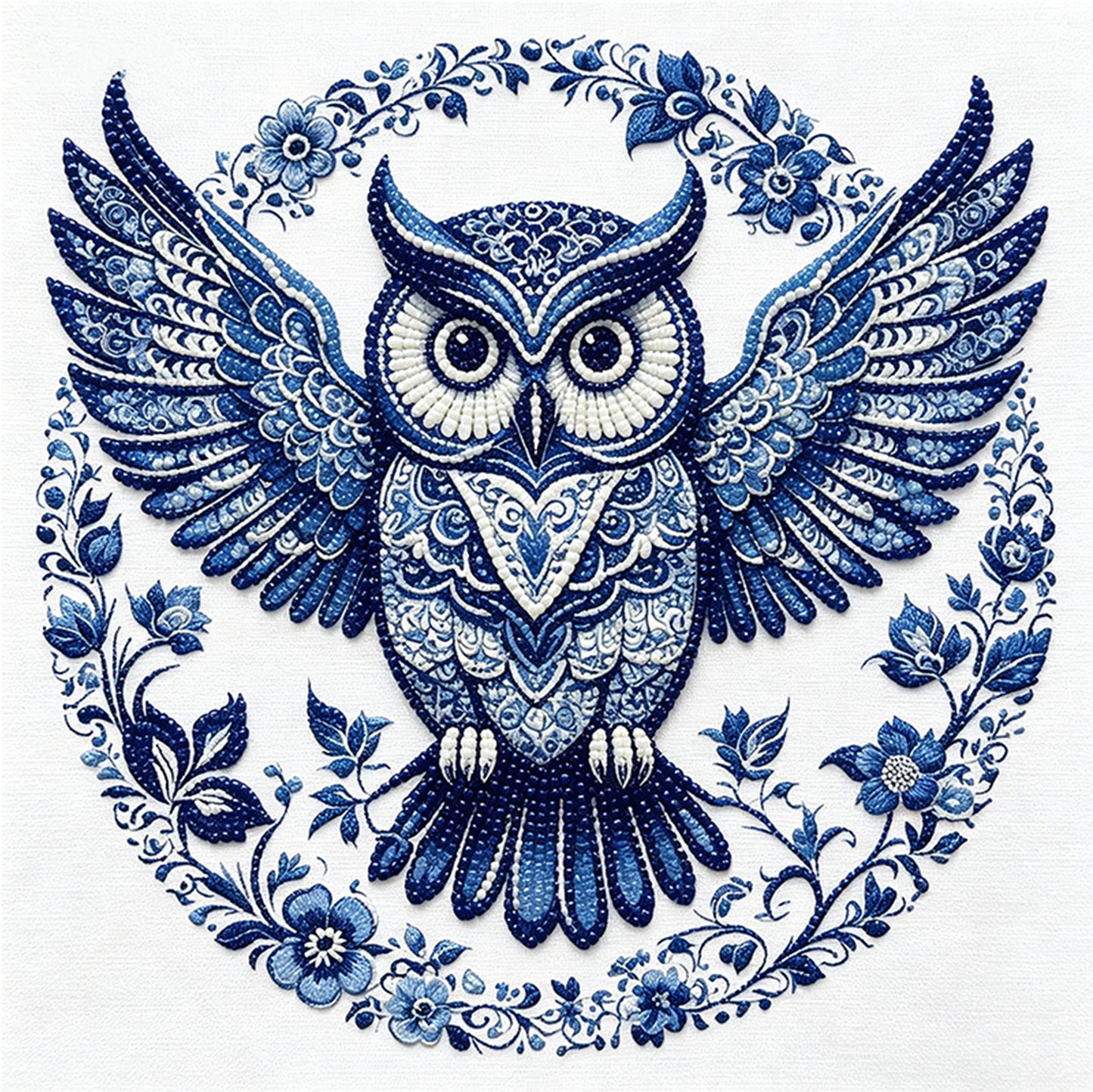 Owl - Partial 11CT Stamped Cross Stitch - Bead Embroidery 36x36CM/14.17x14.17in