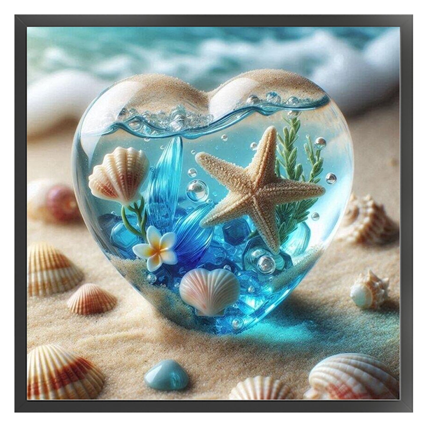 Heart-Shaped Glass Ocean Bottle - Full 11CT Counted Cross Stitch 45x45CM - Huacan
