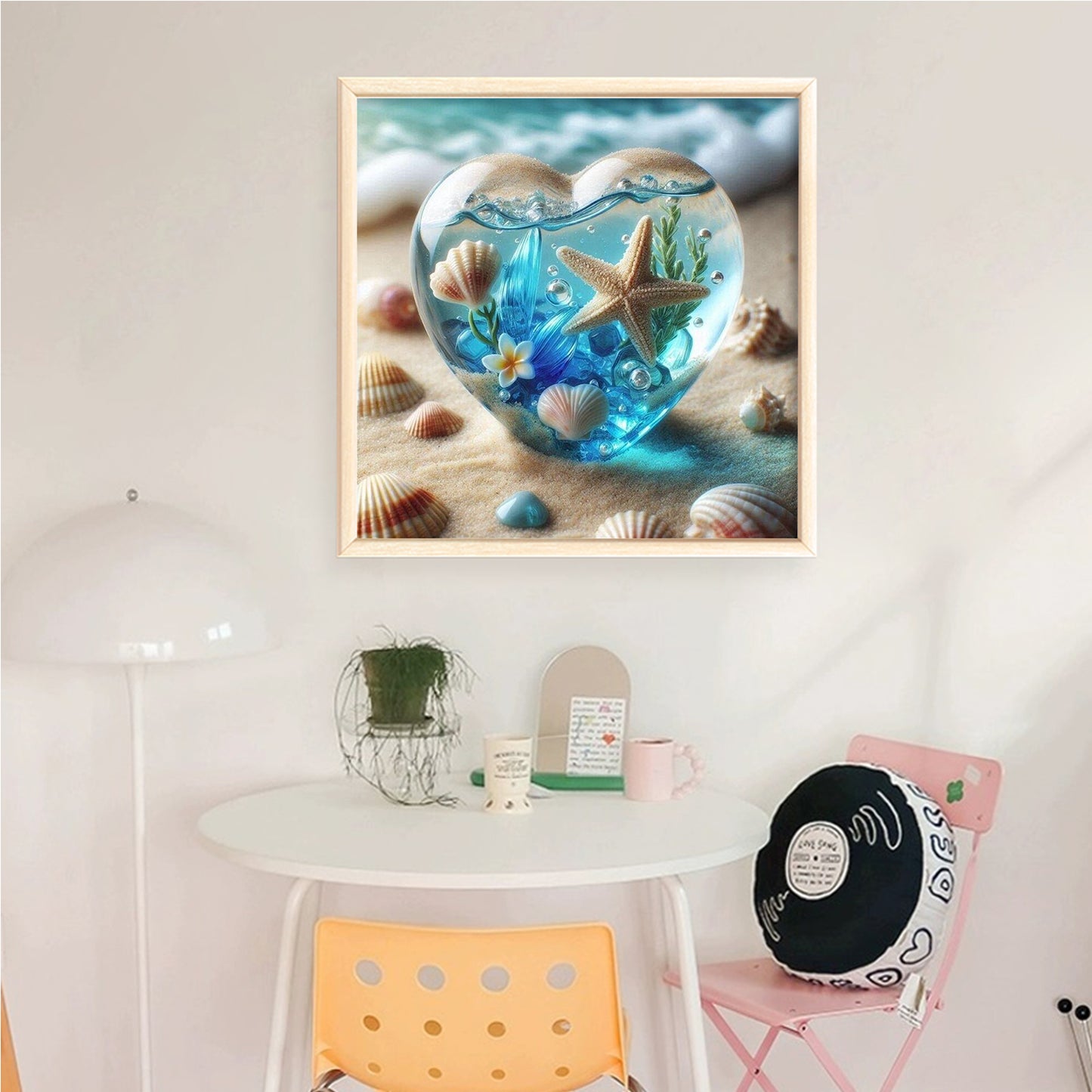 Heart-Shaped Glass Ocean Bottle - Full 11CT Counted Cross Stitch 45x45CM - Huacan
