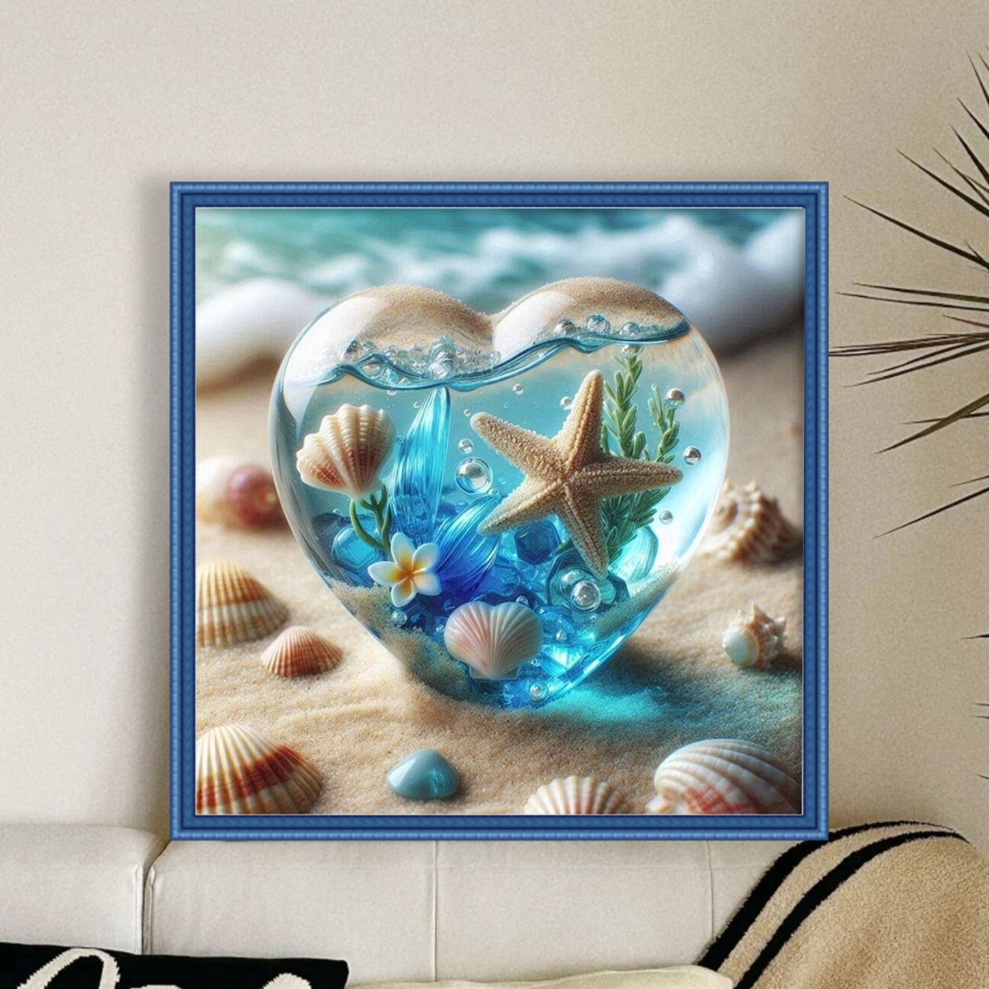 Heart-Shaped Glass Ocean Bottle - Full 11CT Counted Cross Stitch 45x45CM - Huacan