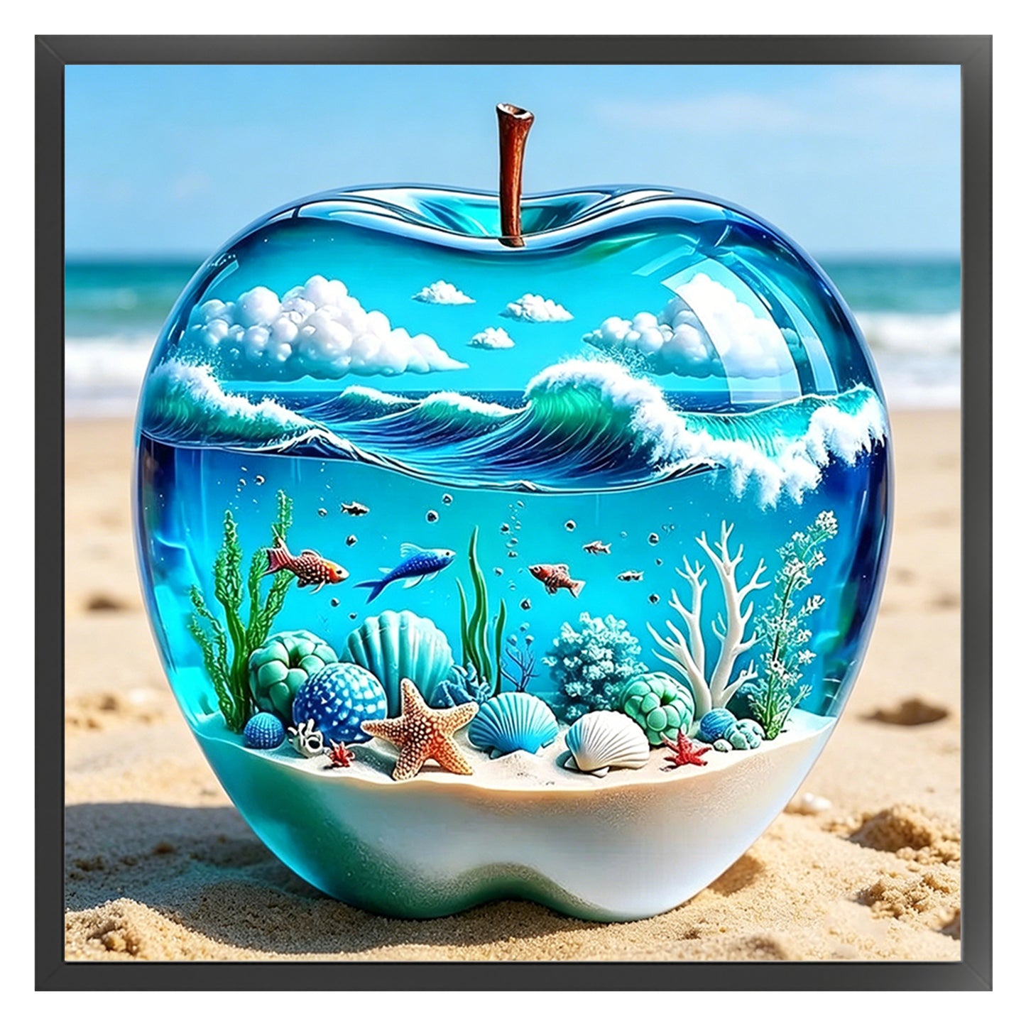 Crystal Apple Ocean World - Full 11CT Counted Cross Stitch 45x45CM - Huacan