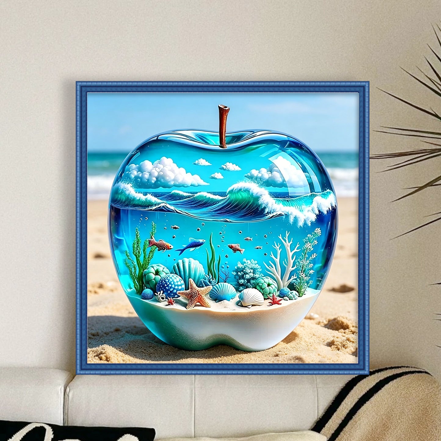 Crystal Apple Ocean World - Full 11CT Counted Cross Stitch 45x45CM - Huacan