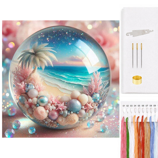 Crystal Ball Beach - Full 11CT Counted Cross Stitch 45x45CM - Huacan