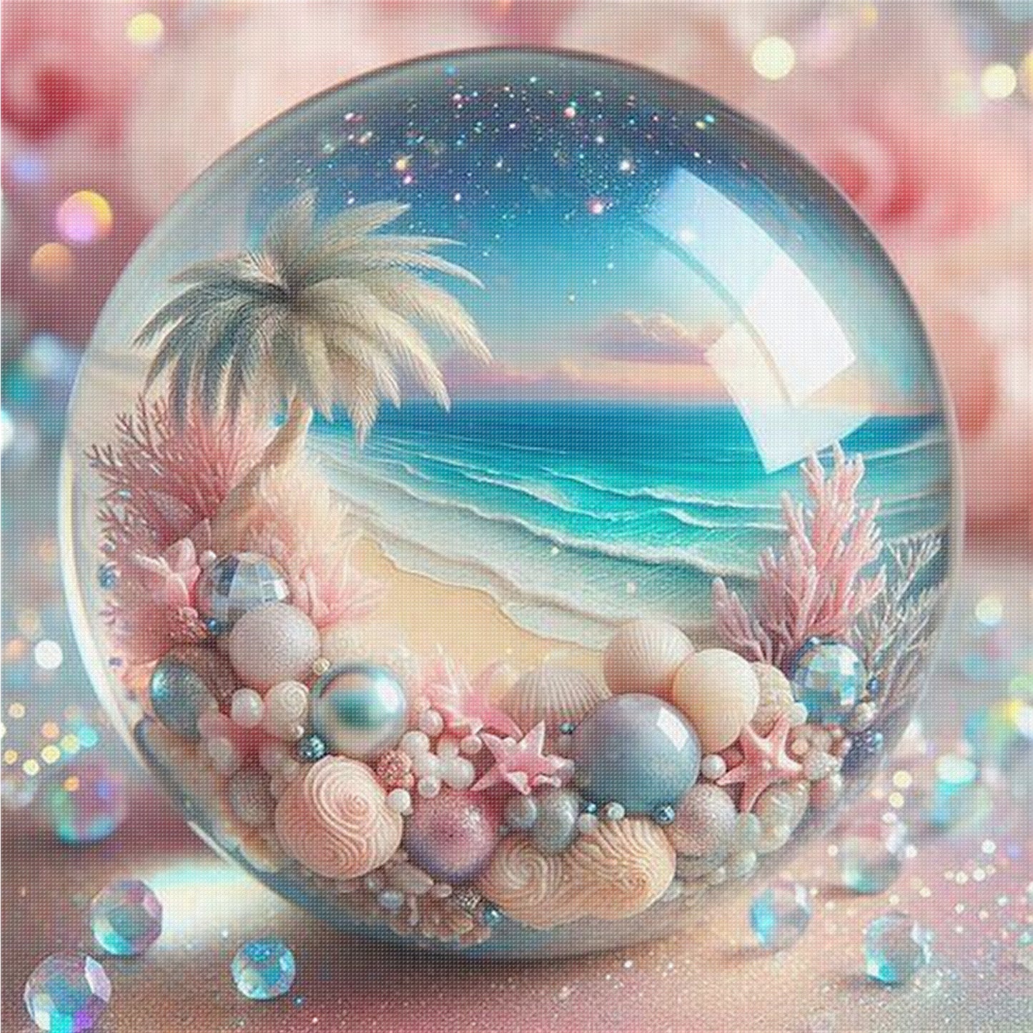 Crystal Ball Beach - Full 11CT Counted Cross Stitch 45x45CM - Huacan