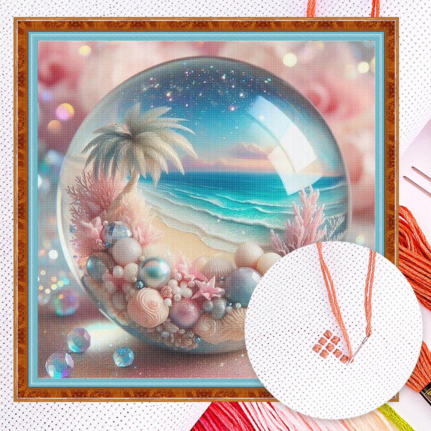 Crystal Ball Beach - Full 11CT Counted Cross Stitch 45x45CM - Huacan