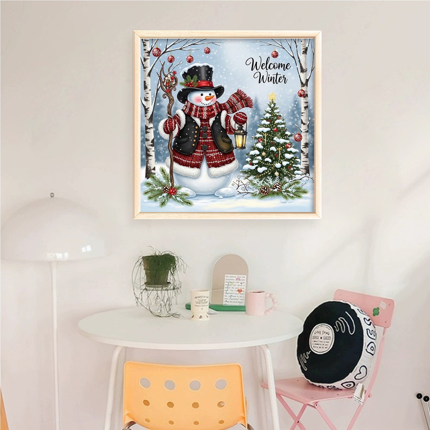 Classic Red Outfit Snowman - Full 11CT Counted Cross Stitch 40x40CM - Huacan