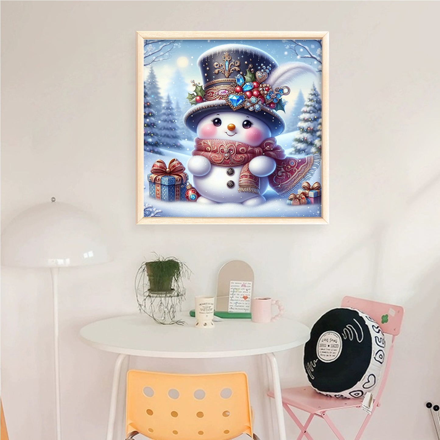 Ornate Gem Snowman - Full 11CT Counted Cross Stitch 40x40CM - Huacan