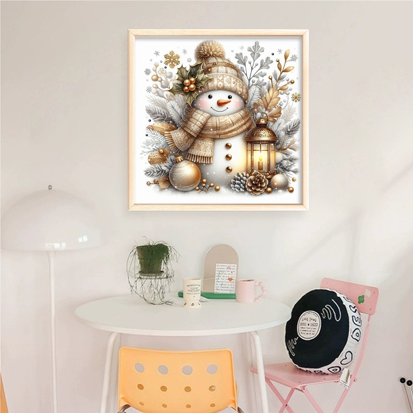 Golden Brown Warm Tone Snowman - Full 11CT Counted Cross Stitch 40x40CM - Huacan