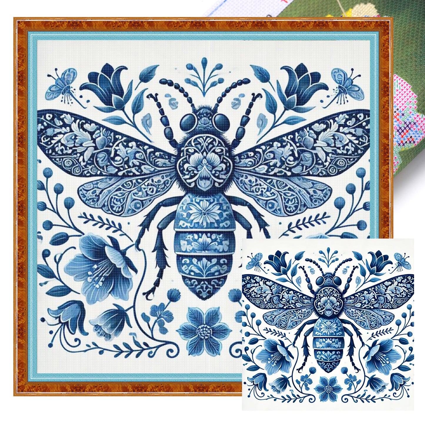 Porcelain Beetle - Full 11CT Stamped Cross Stitch 40x40CM - Huacan