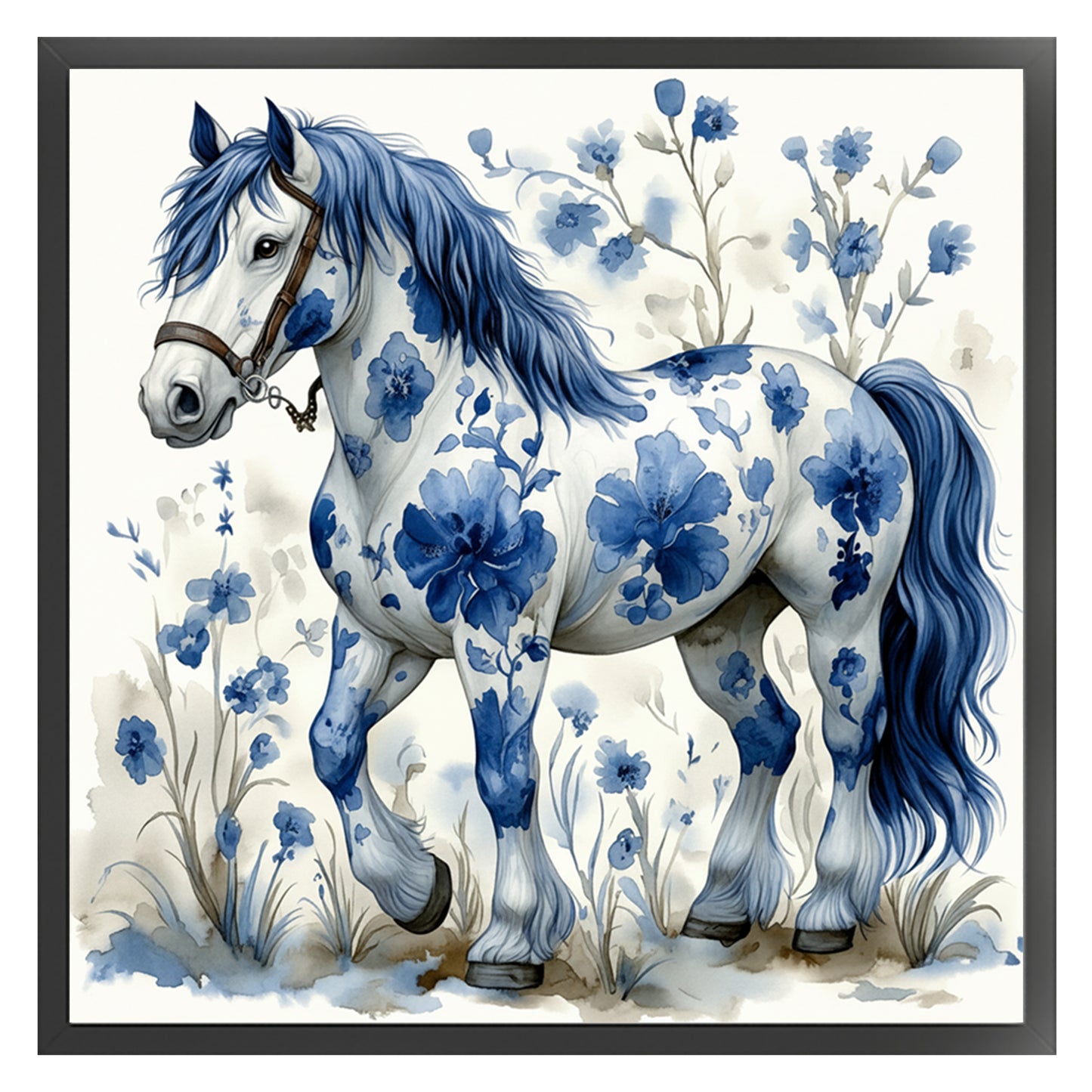 Porcelain Horse - Full 11CT Stamped Cross Stitch 40x40CM - Huacan