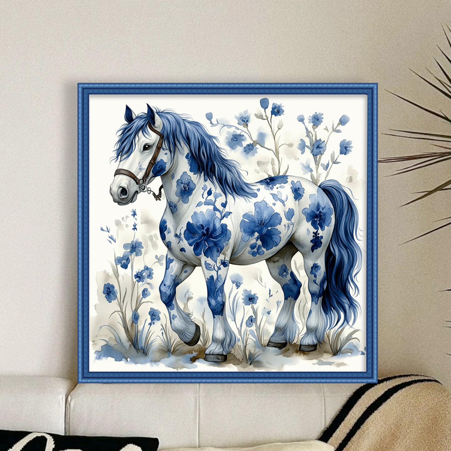 Porcelain Horse - Full 11CT Stamped Cross Stitch 40x40CM - Huacan