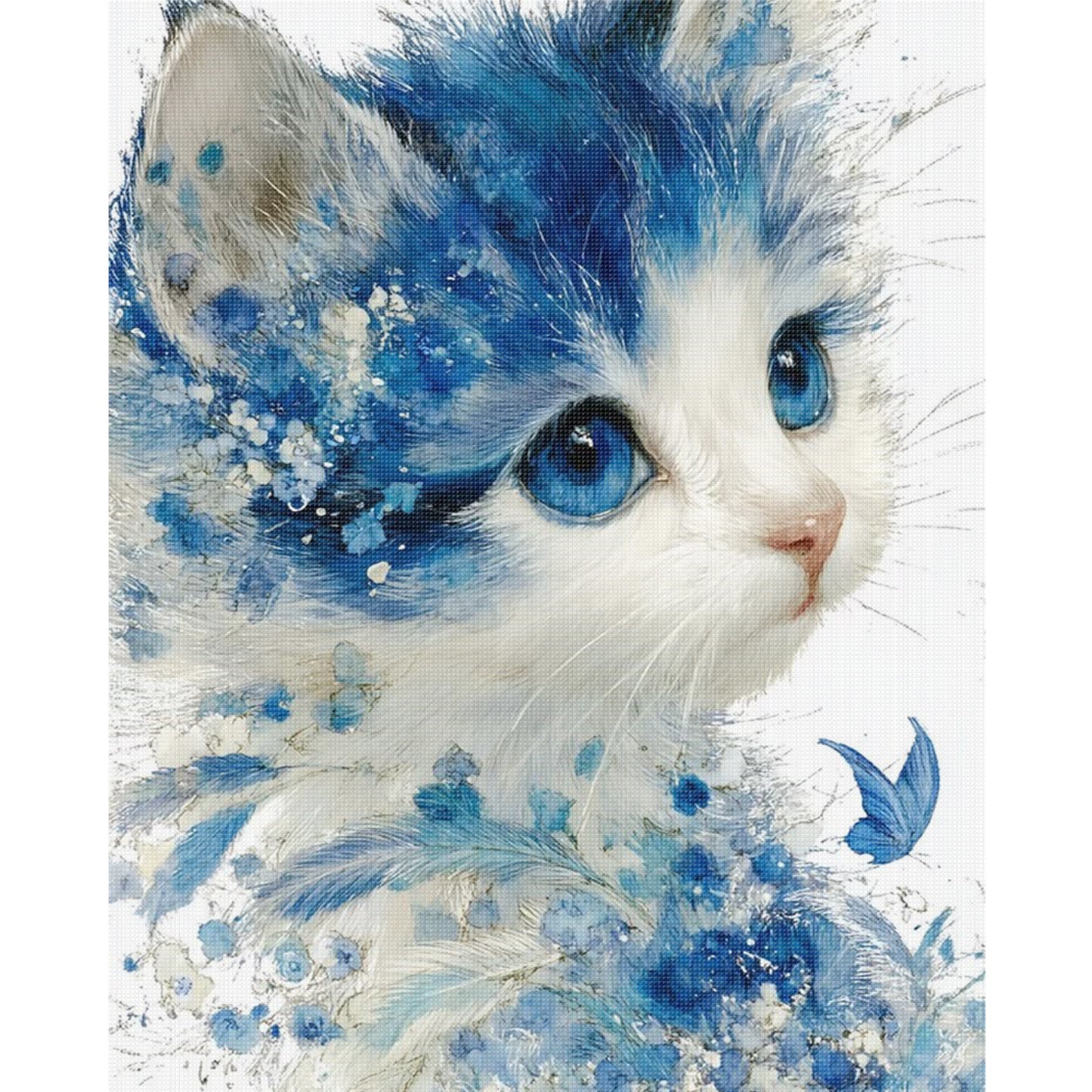 Porcelain Cat - Full 11CT Stamped Cross Stitch 40x50CM - Huacan