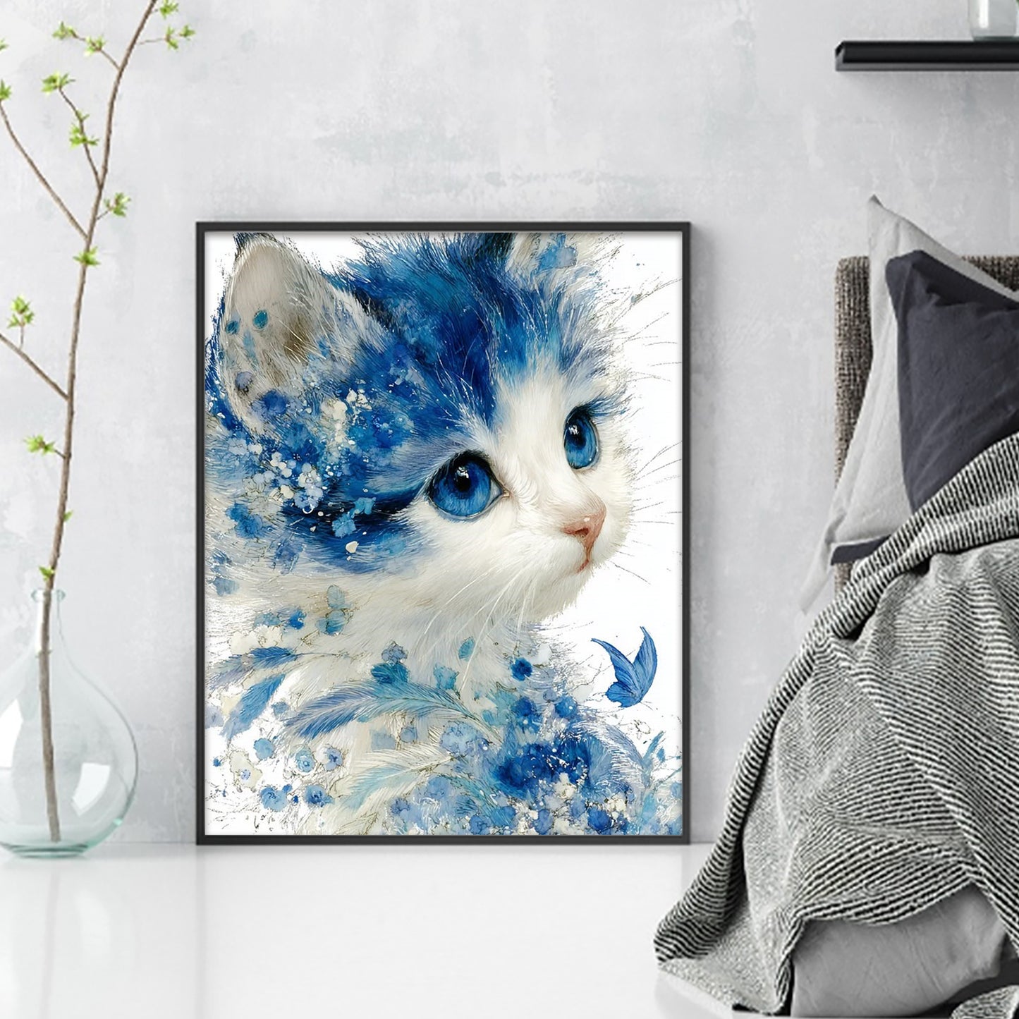 Porcelain Cat - Full 11CT Stamped Cross Stitch 40x50CM - Huacan