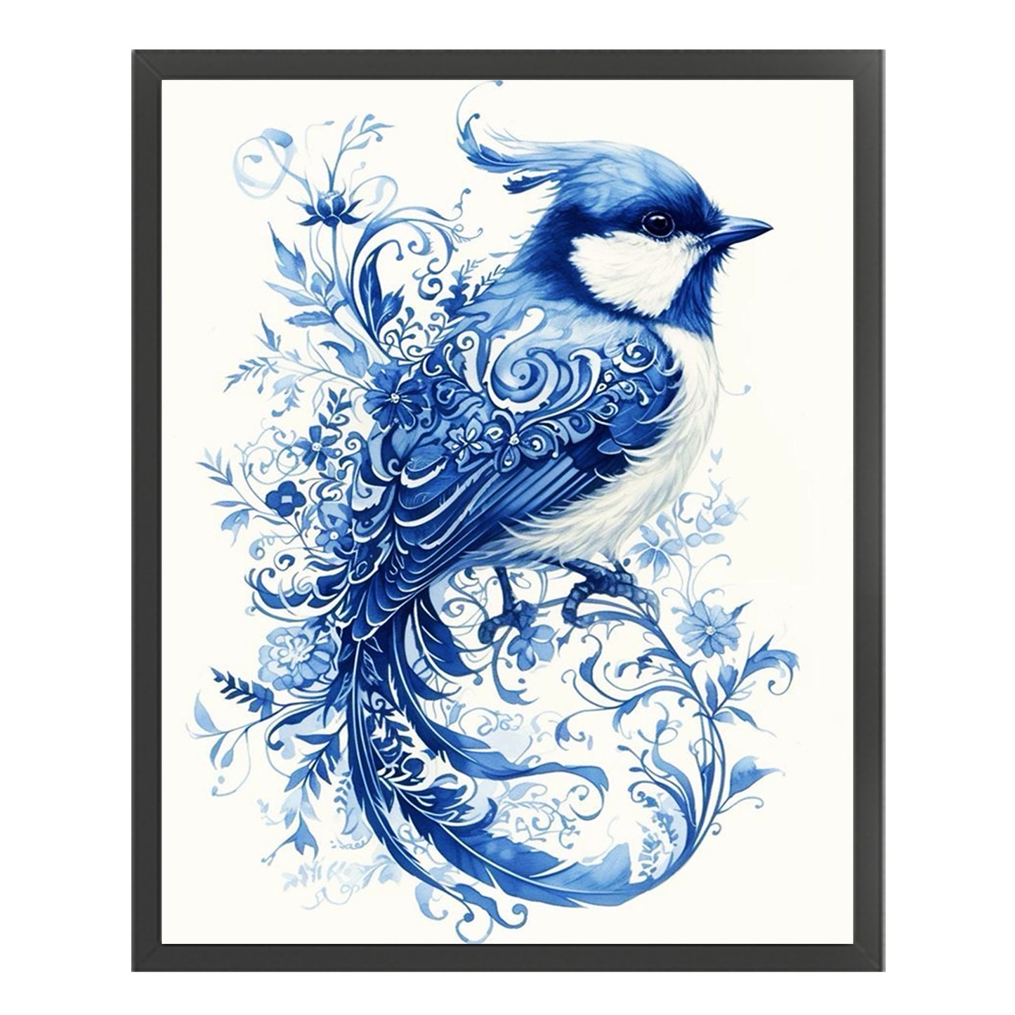 Porcelain Blue Bird - Full 11CT Stamped Cross Stitch 40x50CM - Huacan