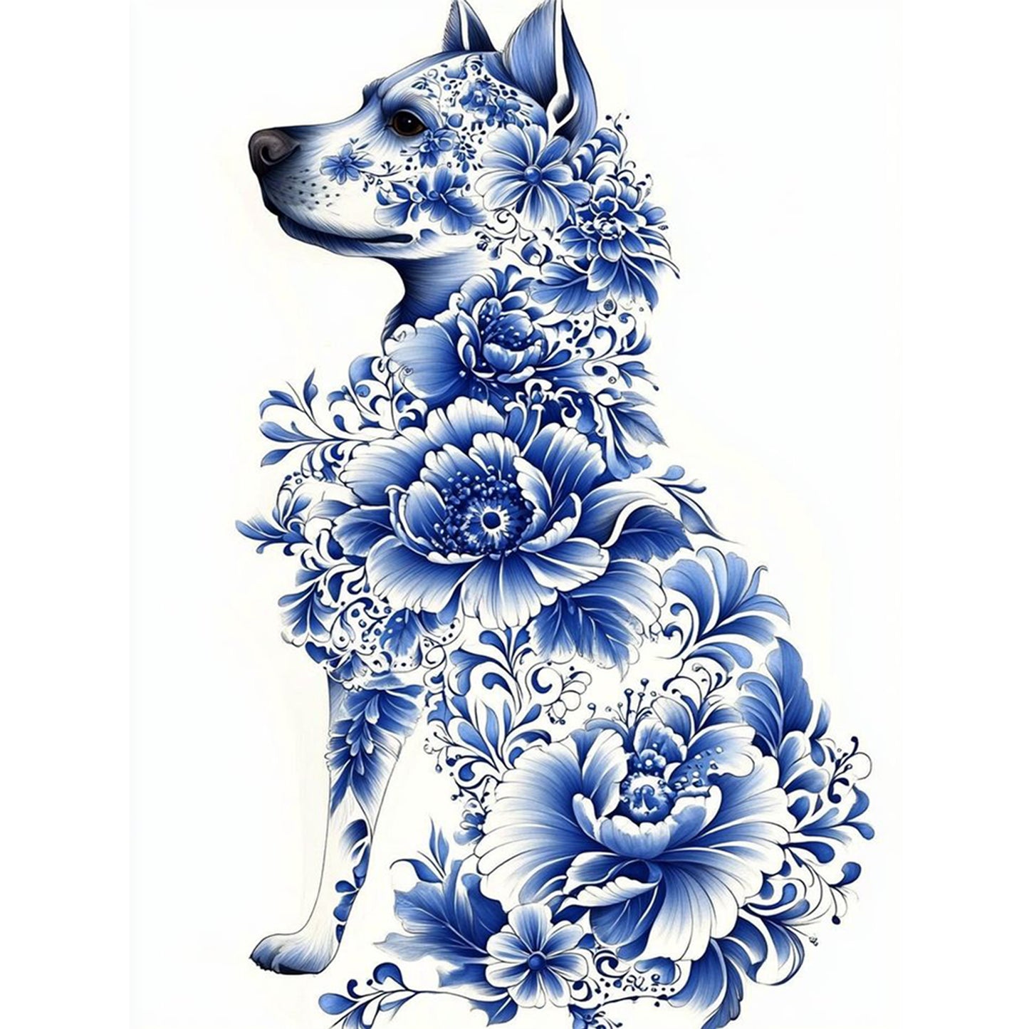Porcelain Wolf - Full 11CT Stamped Cross Stitch 40x55CM - Huacan