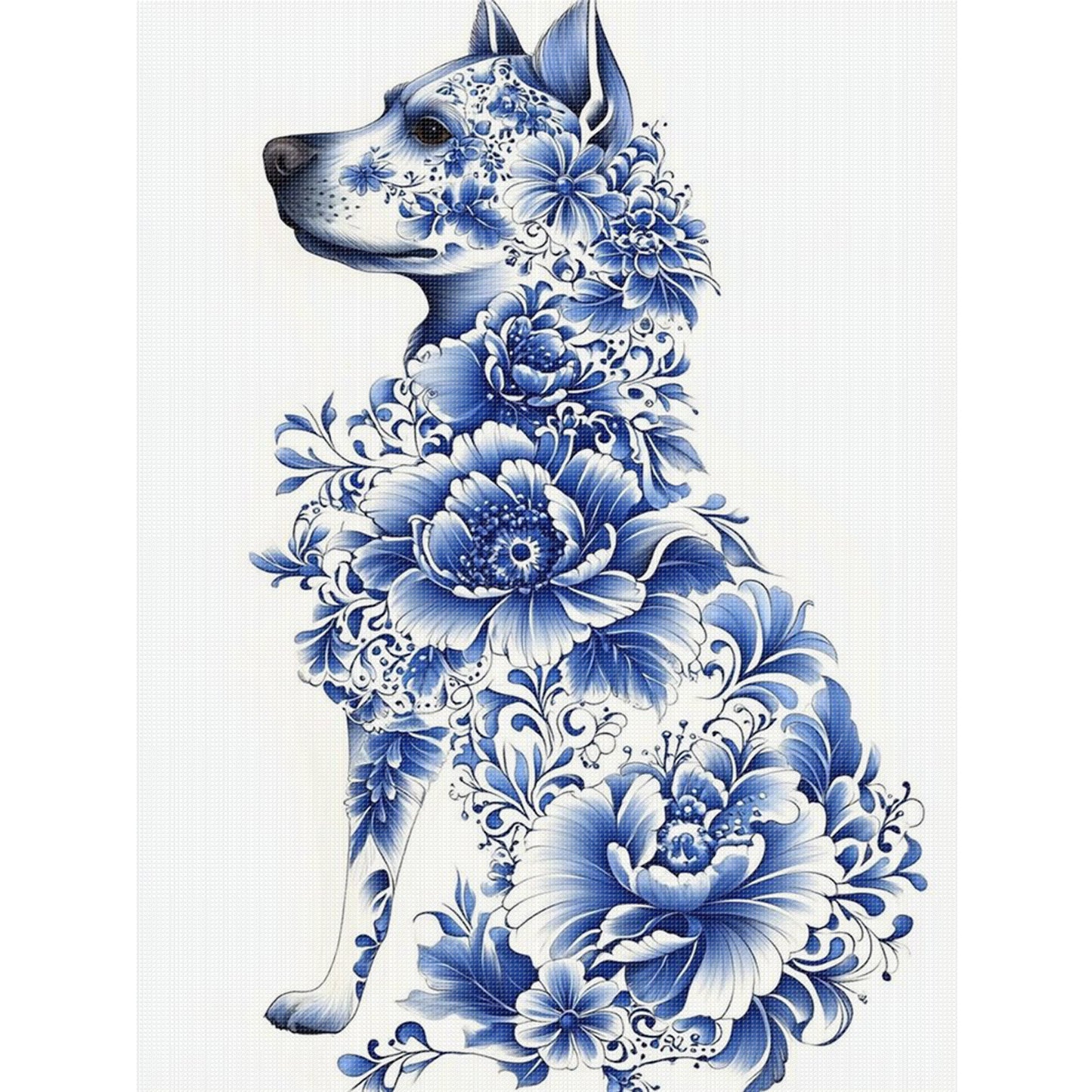 Porcelain Wolf - Full 11CT Stamped Cross Stitch 40x55CM - Huacan