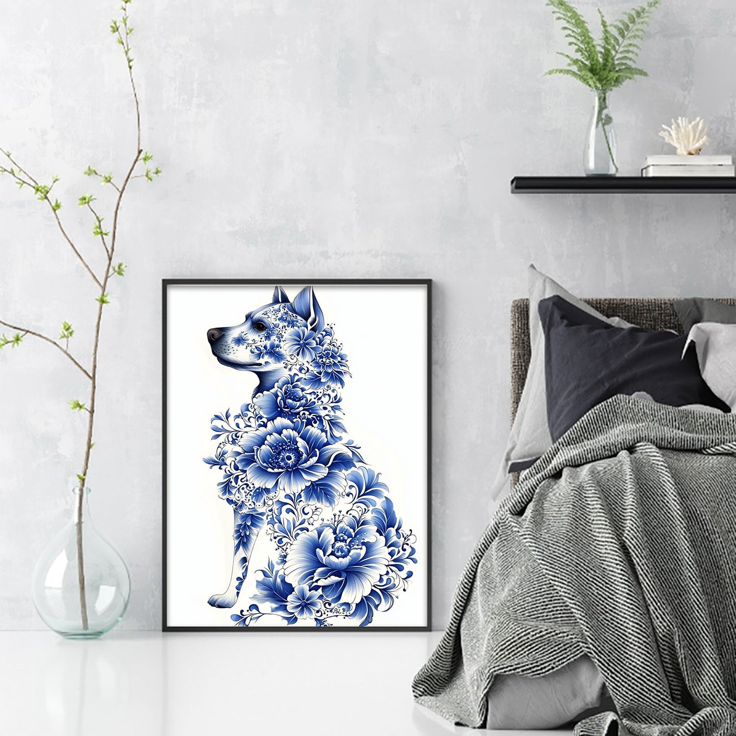 Porcelain Wolf - Full 11CT Stamped Cross Stitch 40x55CM - Huacan