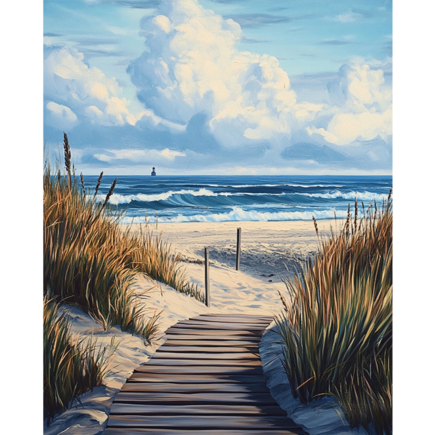 Beach Boardwalk - Full 11CT Stamped Cross Stitch 40x50CM - Huacan
