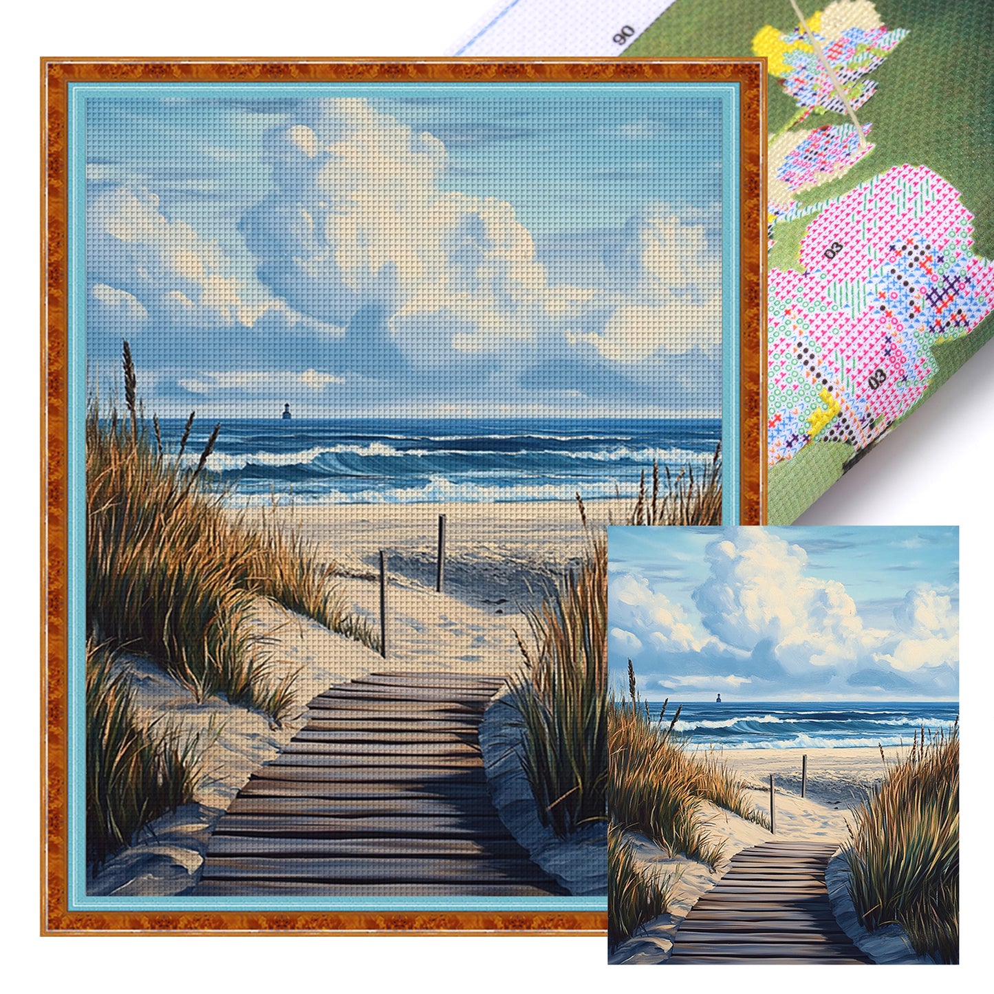 Beach Boardwalk - Full 11CT Stamped Cross Stitch 40x50CM - Huacan