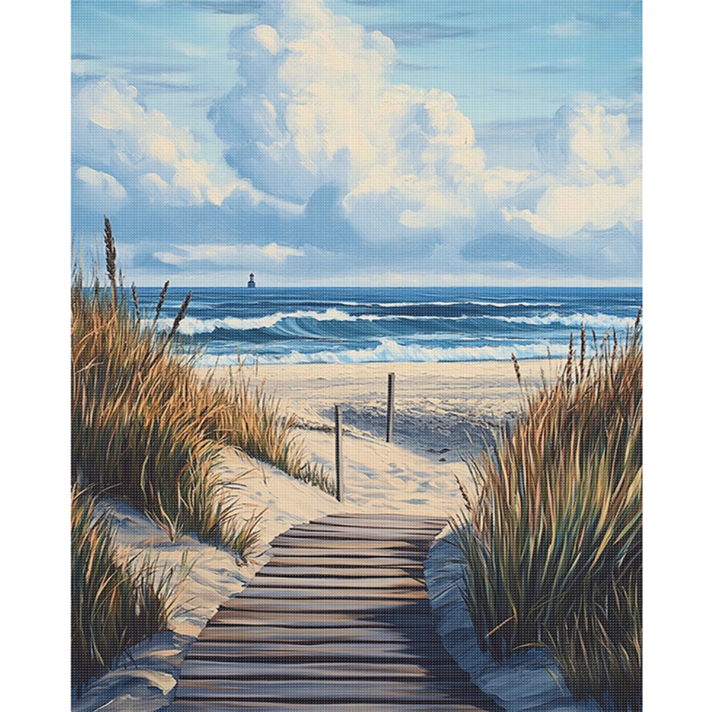 Beach Boardwalk - Full 11CT Stamped Cross Stitch 40x50CM - Huacan