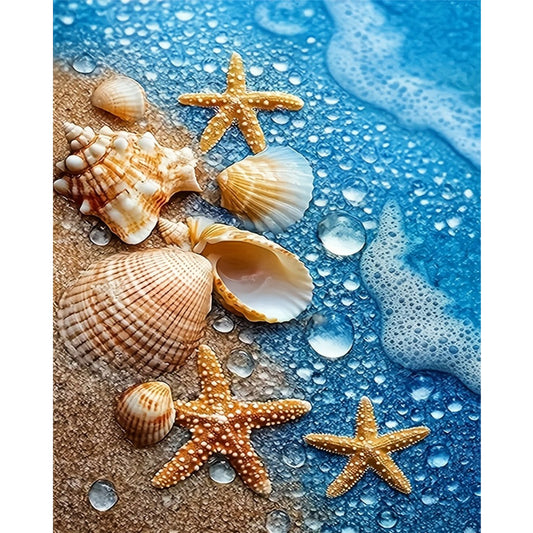 Seashell Starfish - Full 11CT Stamped Cross Stitch 40x50CM - Huacan