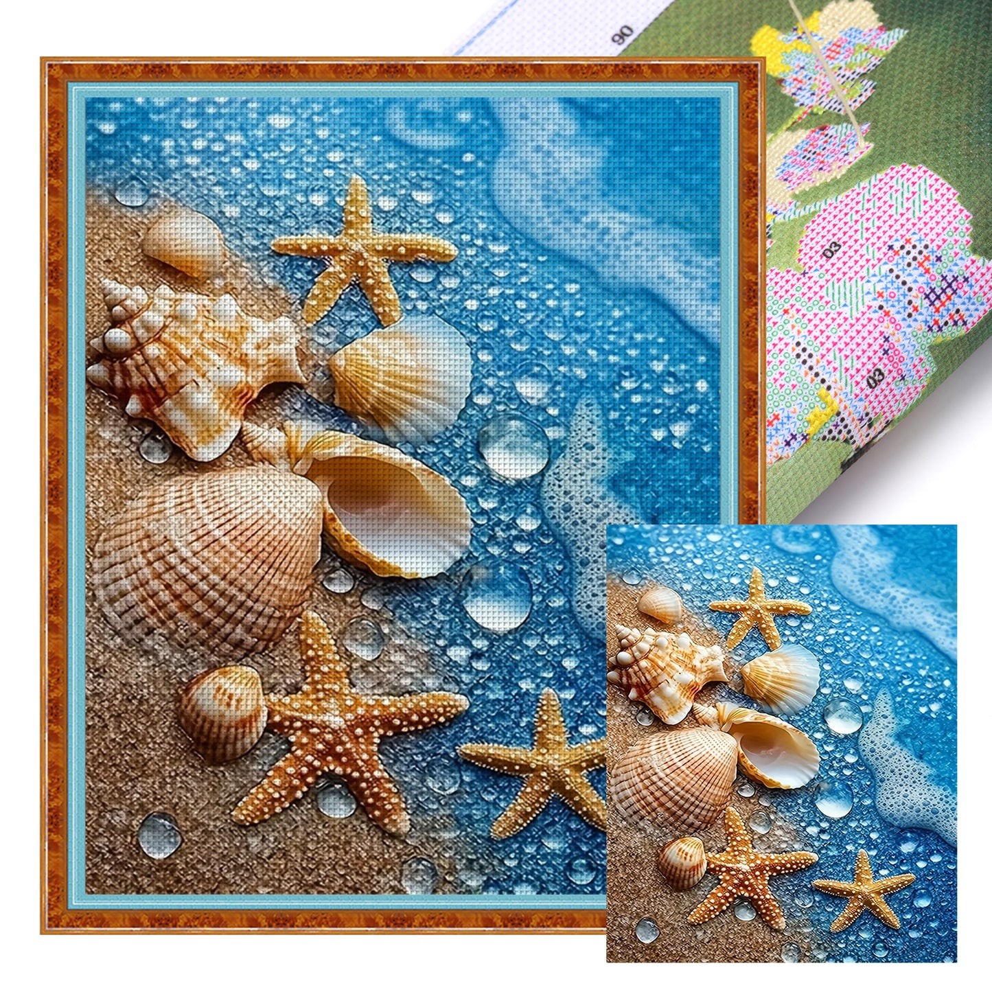 Seashell Starfish - Full 11CT Stamped Cross Stitch 40x50CM - Huacan