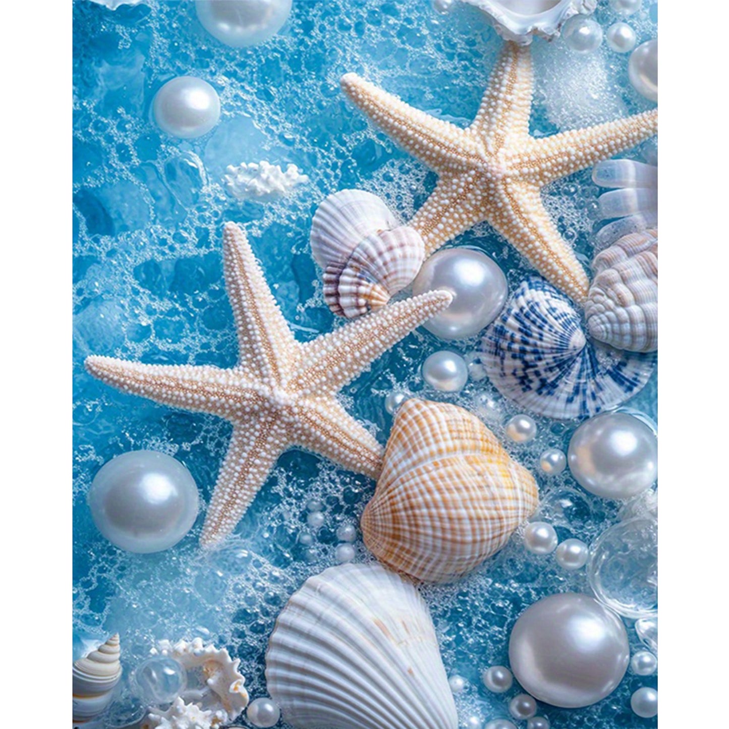 Pearl Starfish Beach - Full 11CT Stamped Cross Stitch 40x50CM - Huacan