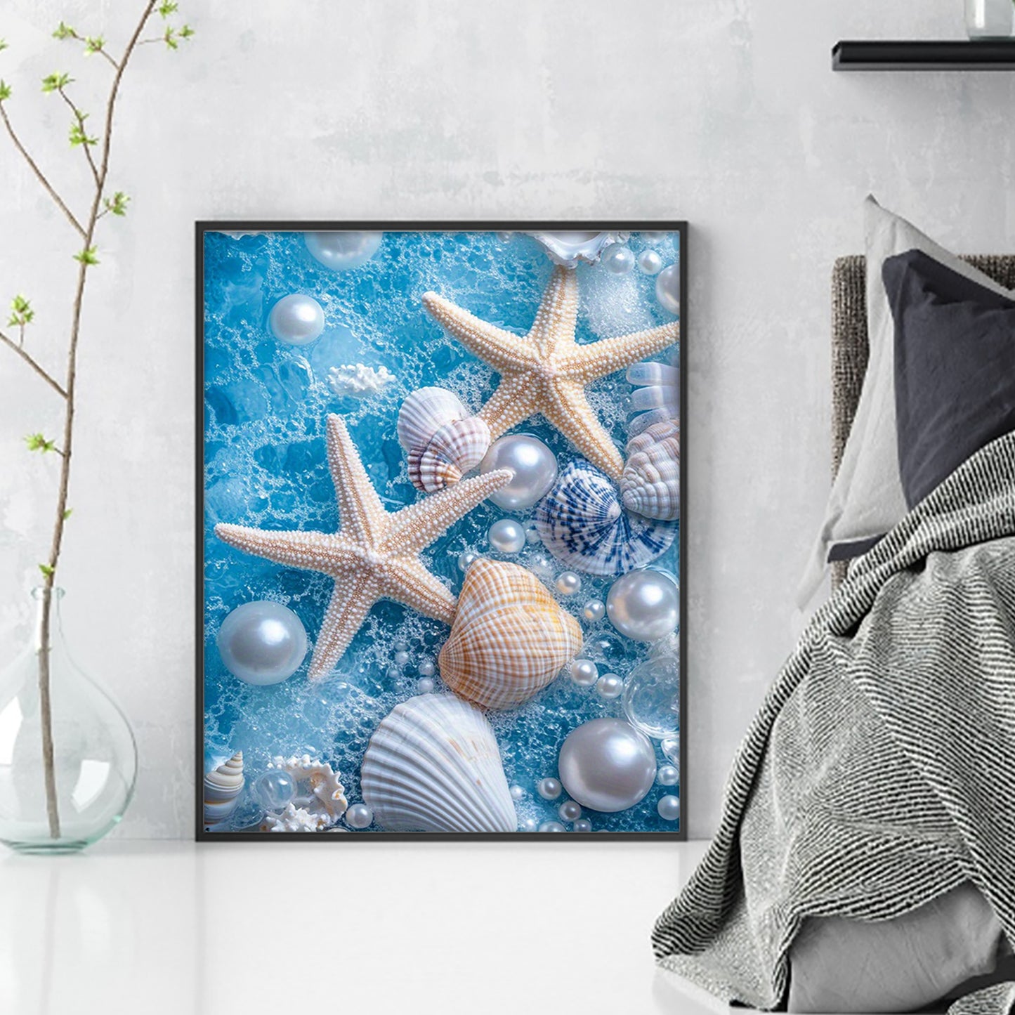 Pearl Starfish Beach - Full 11CT Stamped Cross Stitch 40x50CM - Huacan