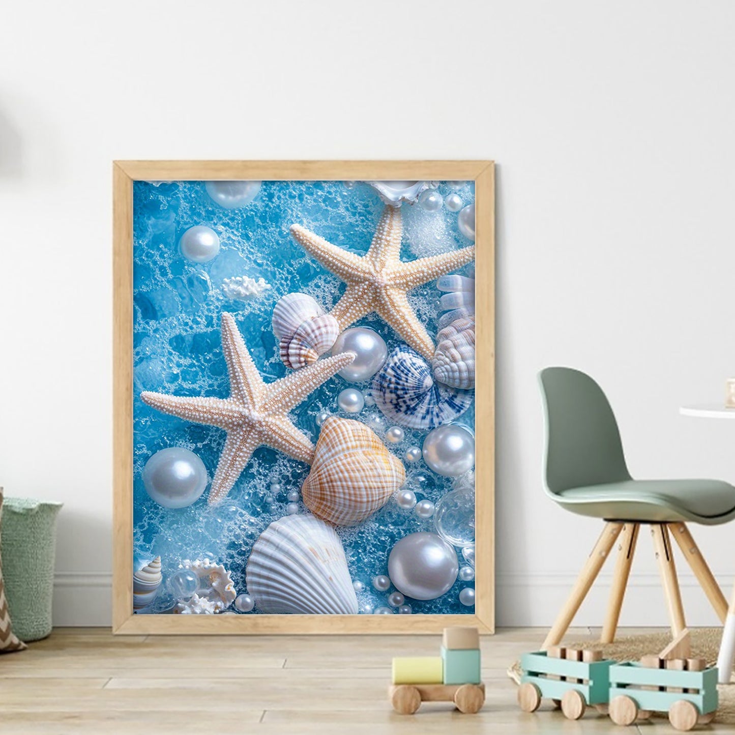 Pearl Starfish Beach - Full 11CT Stamped Cross Stitch 40x50CM - Huacan