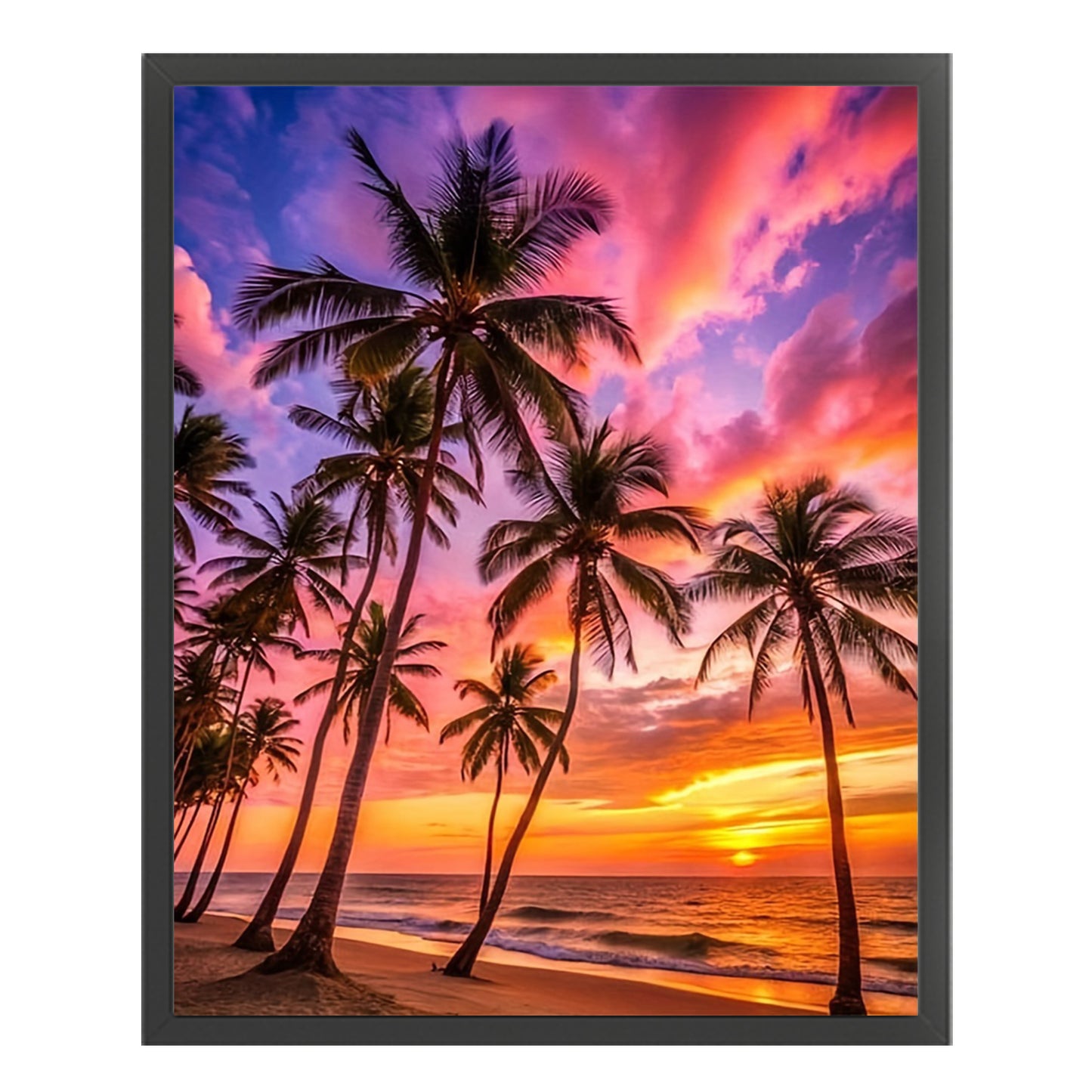 Sunset Palm Trees - Full 11CT Stamped Cross Stitch 40x50CM - Huacan