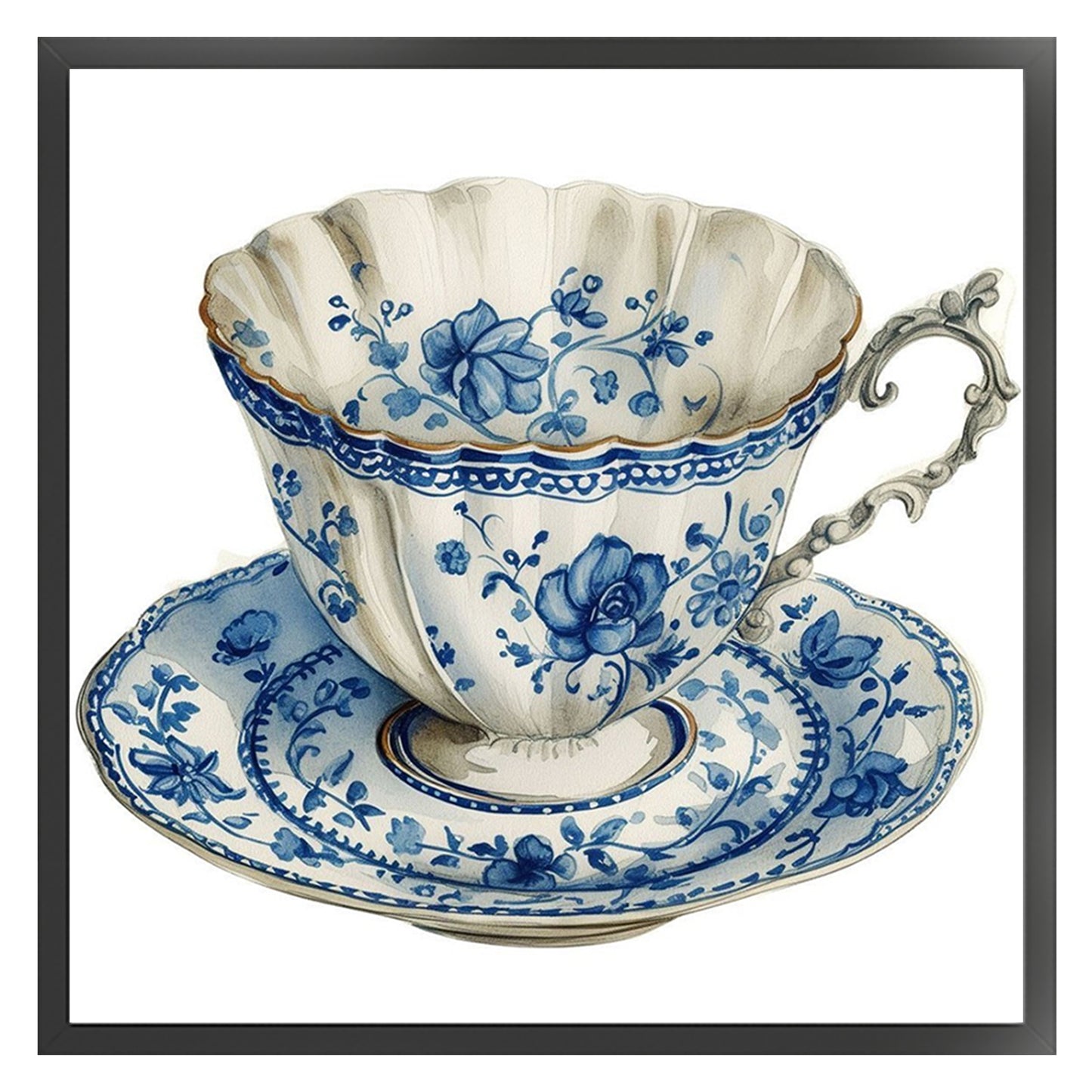 Porcelain Teacup - Full 11CT Stamped Cross Stitch 40x40CM - Huacan