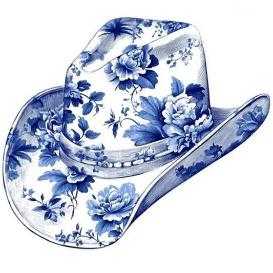 Porcelain Cowboy Hat - Full 11CT Stamped Cross Stitch 40x40CM - Huacan