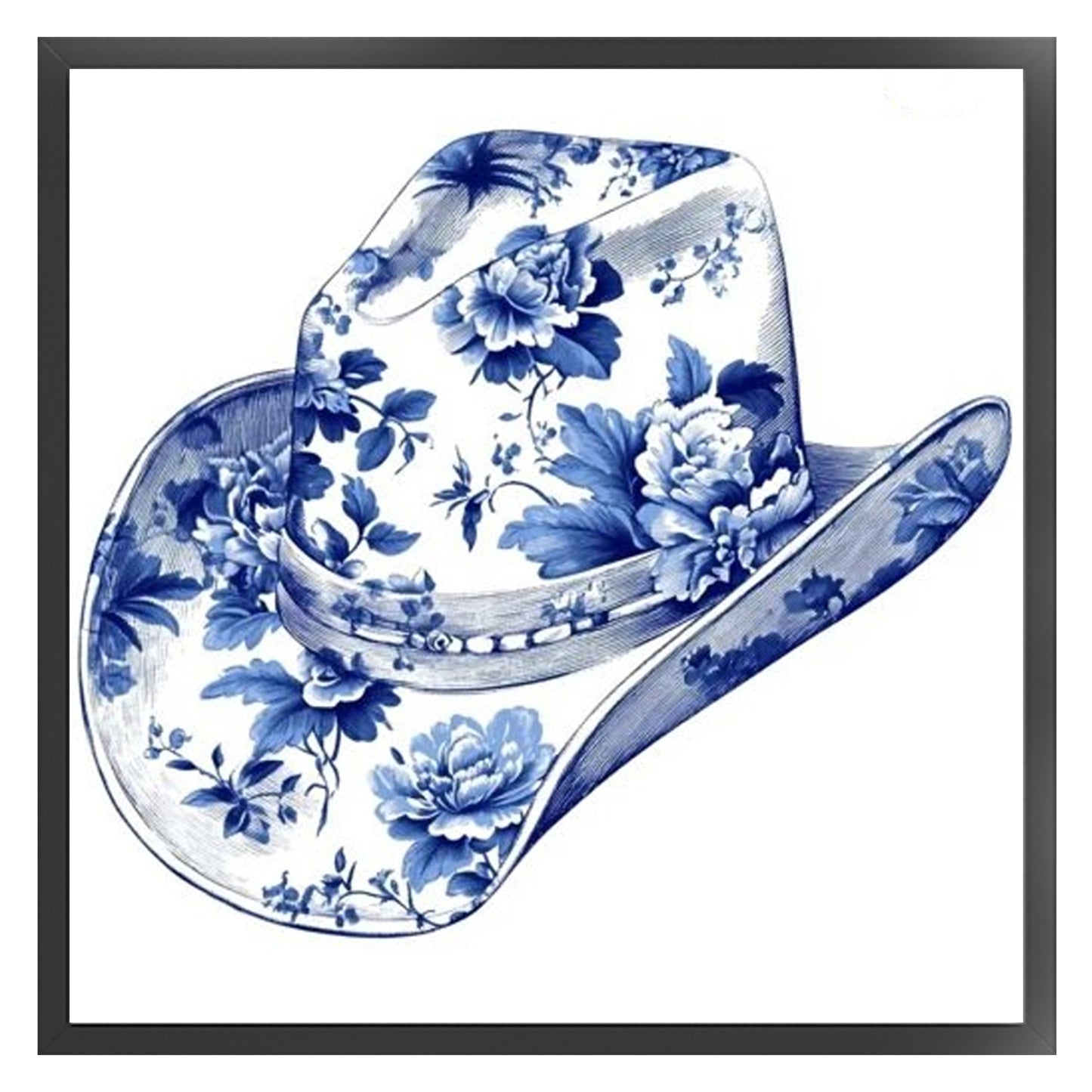 Porcelain Cowboy Hat - Full 11CT Stamped Cross Stitch 40x40CM - Huacan