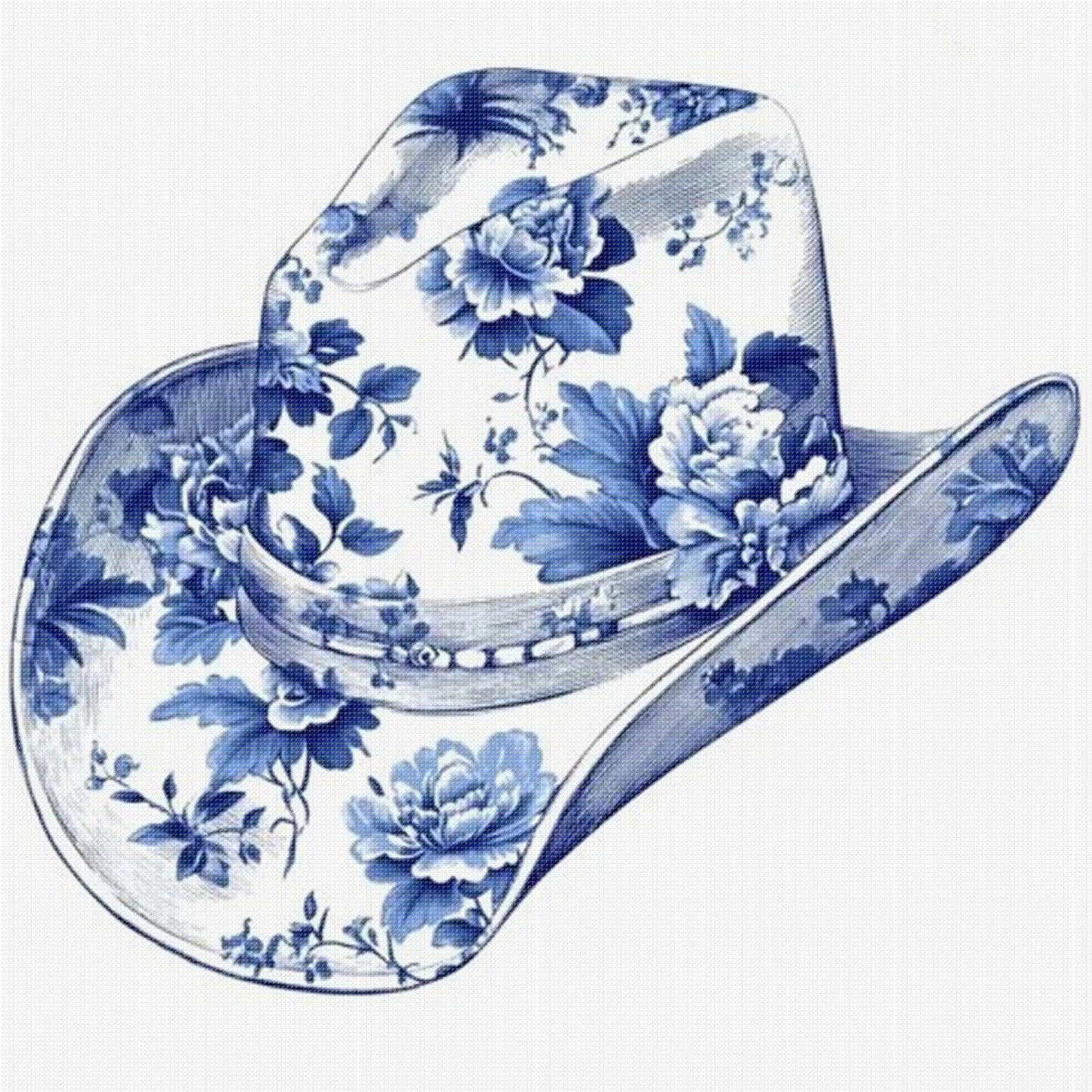 Porcelain Cowboy Hat - Full 11CT Stamped Cross Stitch 40x40CM - Huacan