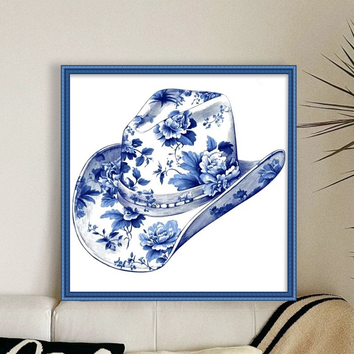 Porcelain Cowboy Hat - Full 11CT Stamped Cross Stitch 40x40CM - Huacan