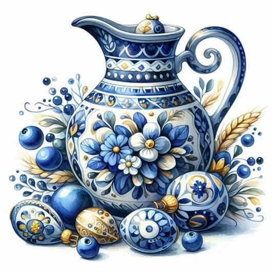 Porcelain Pitcher - Full 11CT Stamped Cross Stitch 40x40CM - Huacan