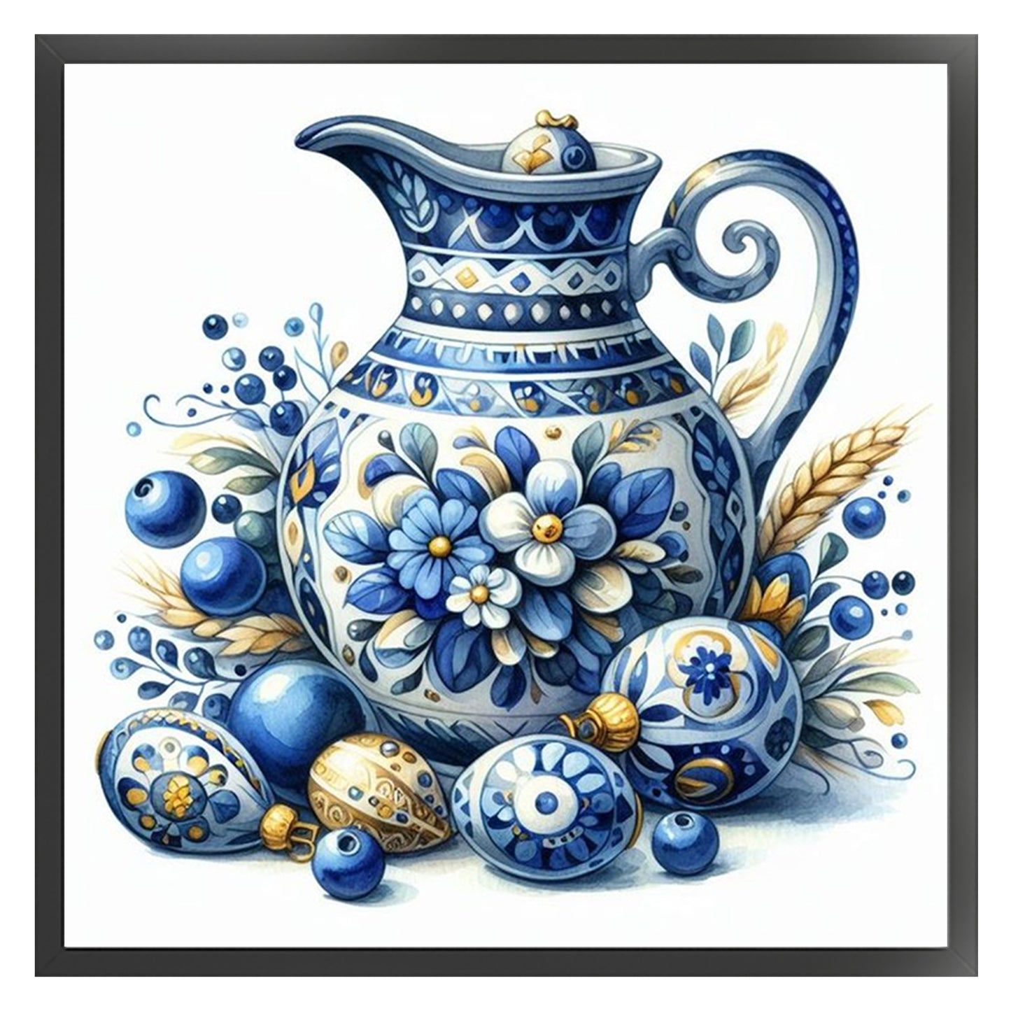 Porcelain Pitcher - Full 11CT Stamped Cross Stitch 40x40CM - Huacan