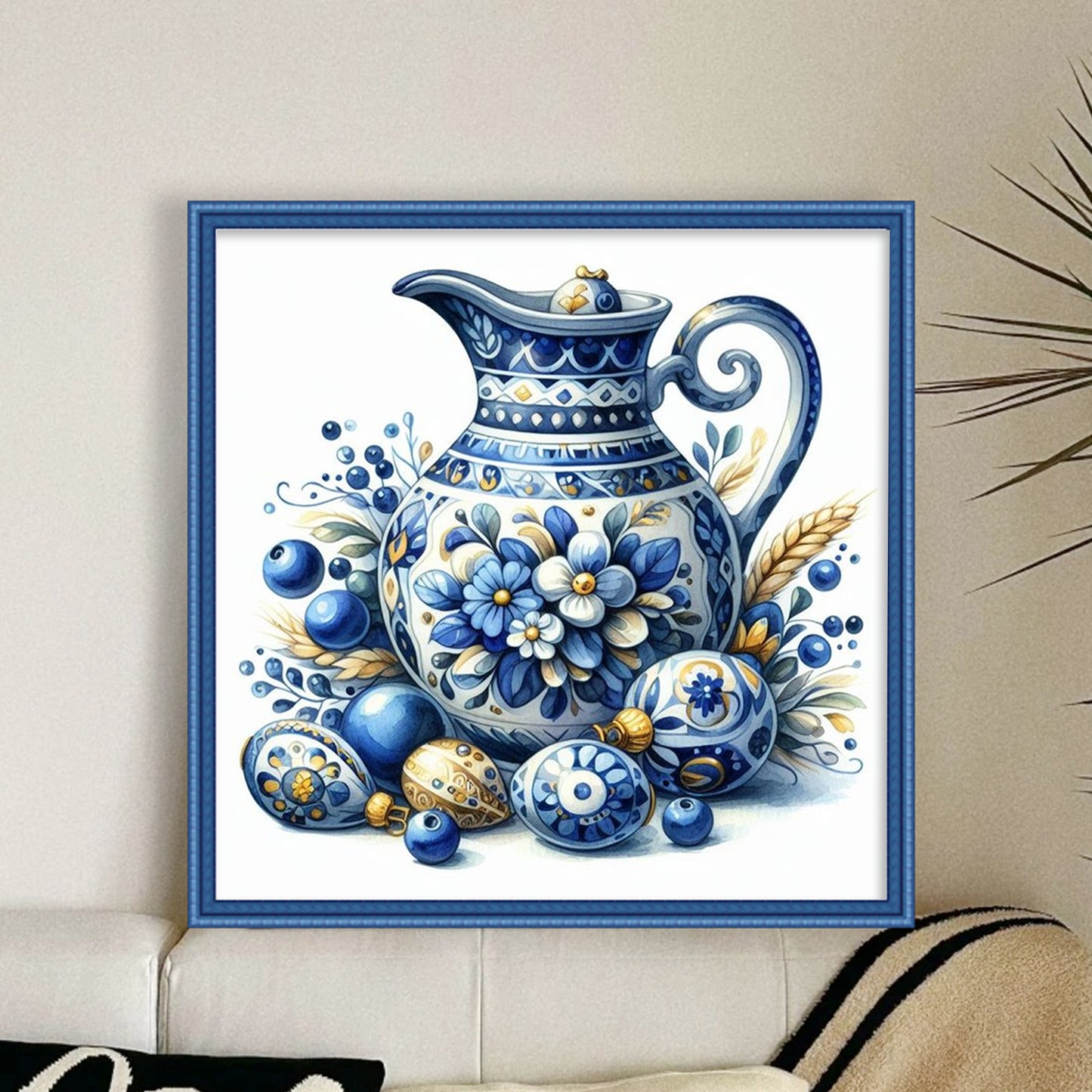 Porcelain Pitcher - Full 11CT Stamped Cross Stitch 40x40CM - Huacan