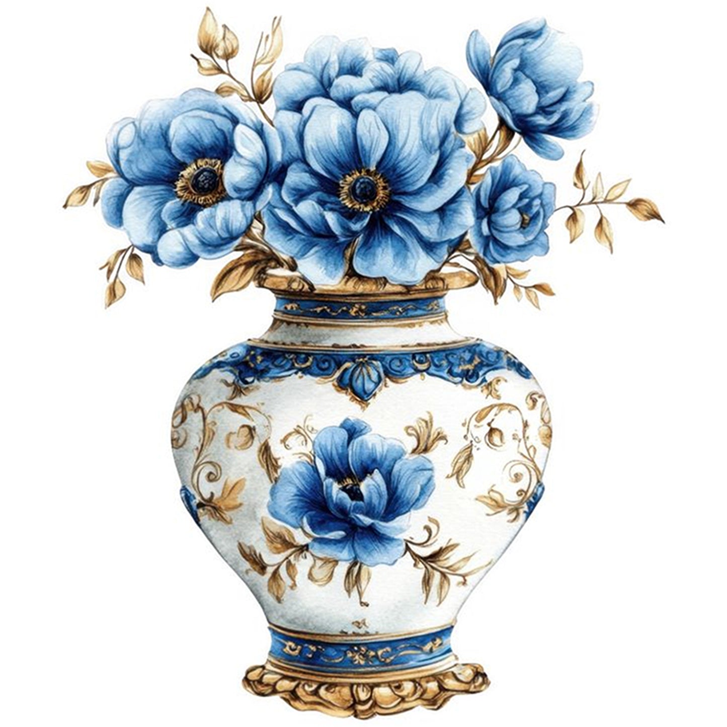 Porcelain Flower Vase - Full 11CT Stamped Cross Stitch 40x40CM - Huacan