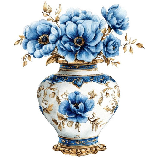 Porcelain Flower Vase - Full 11CT Stamped Cross Stitch 40x40CM - Huacan
