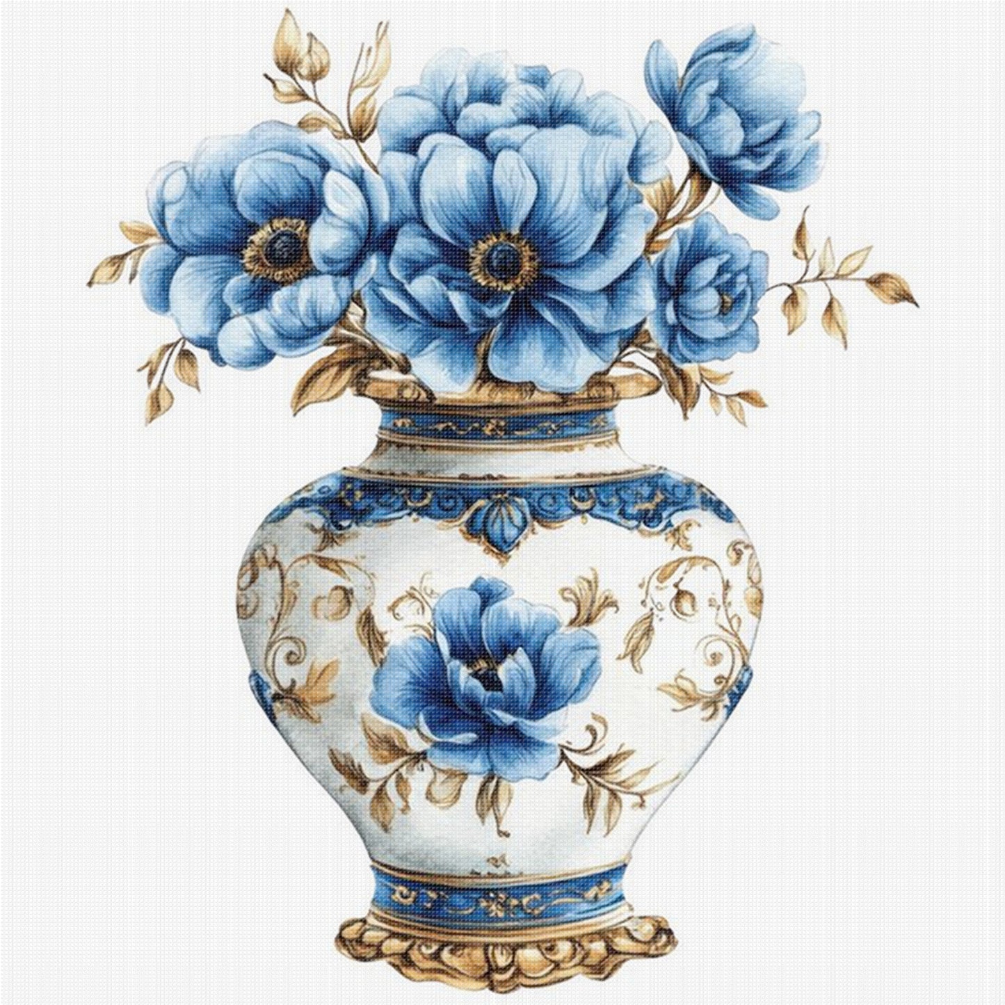 Porcelain Flower Vase - Full 11CT Stamped Cross Stitch 40x40CM - Huacan